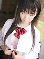 Young japanese girl Mirai Himeno posing outdoor