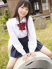 Young japanese girl Mirai Himeno posing outdoor