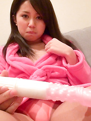 How long could this naughty Japanese girl hold out before slipping the toy under her thong? Satsuki's cotton panties quickly became wet and frustrated.