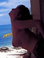 Ayami Sakurai posing at the beach