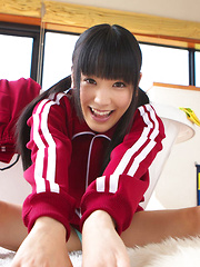 Yuri Hamada Asian slowly takes her sports equipment off for you