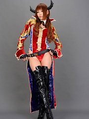 Sayuri Ono Asian poses so sexy in warrior suit and long boots