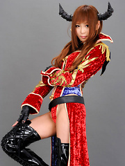 Sayuri Ono Asian poses so sexy in warrior suit and long boots