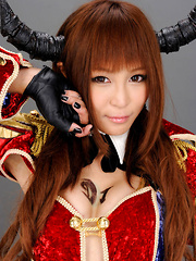 Sayuri Ono Asian poses so sexy in warrior suit and long boots