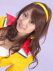 Yuki Aikawa Asian in long boots and latex suit has hot cleavage