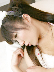 Ayumi Hayama Asian has big tits in fluffy bunny outfit and plays