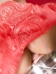 Ai Sakura Asian with oiled curves rubs her clit and rides dildo
