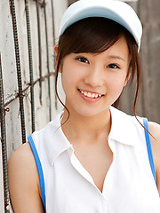 Kana Yuuki Asian takes tennis skirt off while playing with ball