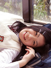 Miho Takai Asian in school uniform is very playful before classes