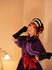 Saku Asian looks just like a doll in her mauve old times dress