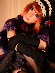 Saku Asian looks just like a doll in her mauve old times dress