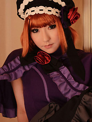 Saku Asian looks just like a doll in her mauve old times dress