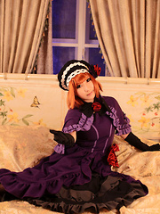 Saku Asian looks just like a doll in her mauve old times dress