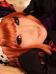 Saku Asian looks just like a doll in her mauve old times dress