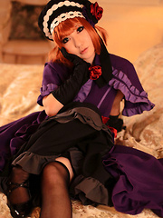 Saku Asian looks just like a doll in her mauve old times dress