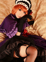 Saku Asian looks just like a doll in her mauve old times dress
